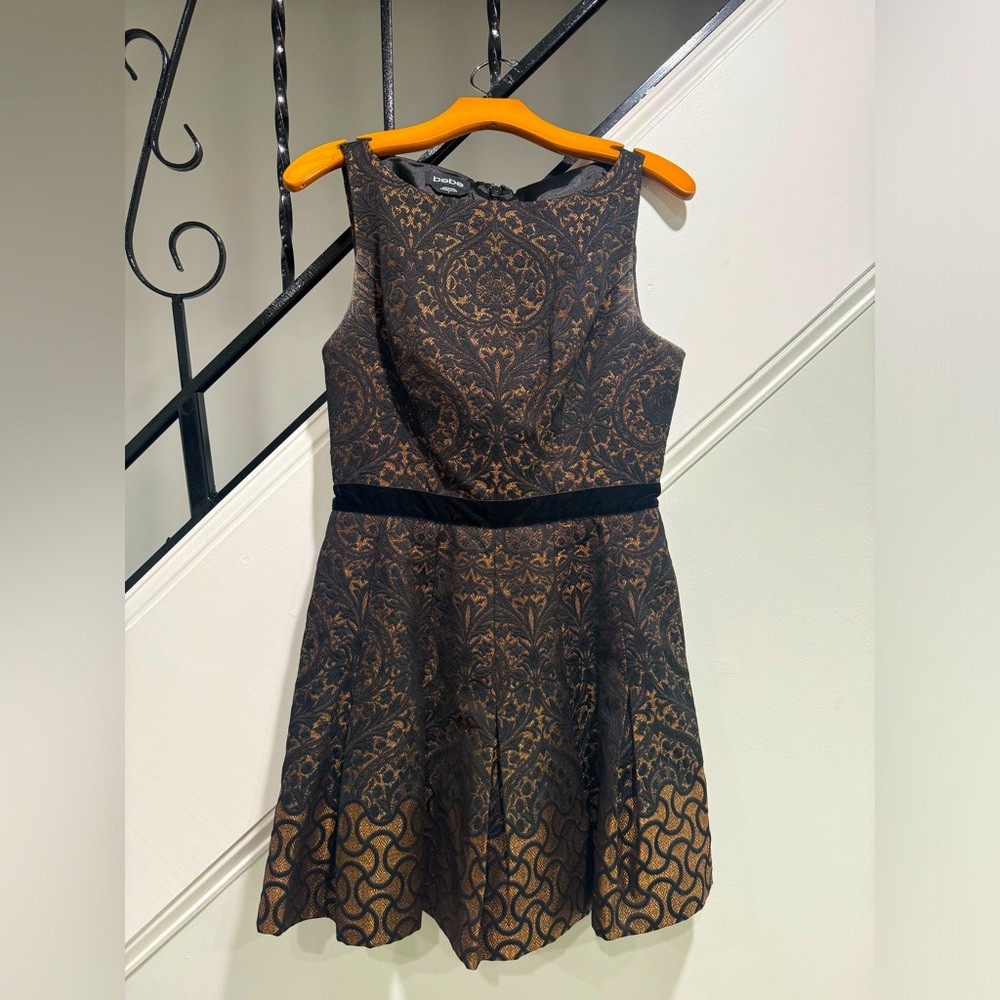 Bebe Structured Dress in Black and Gold (NEW)